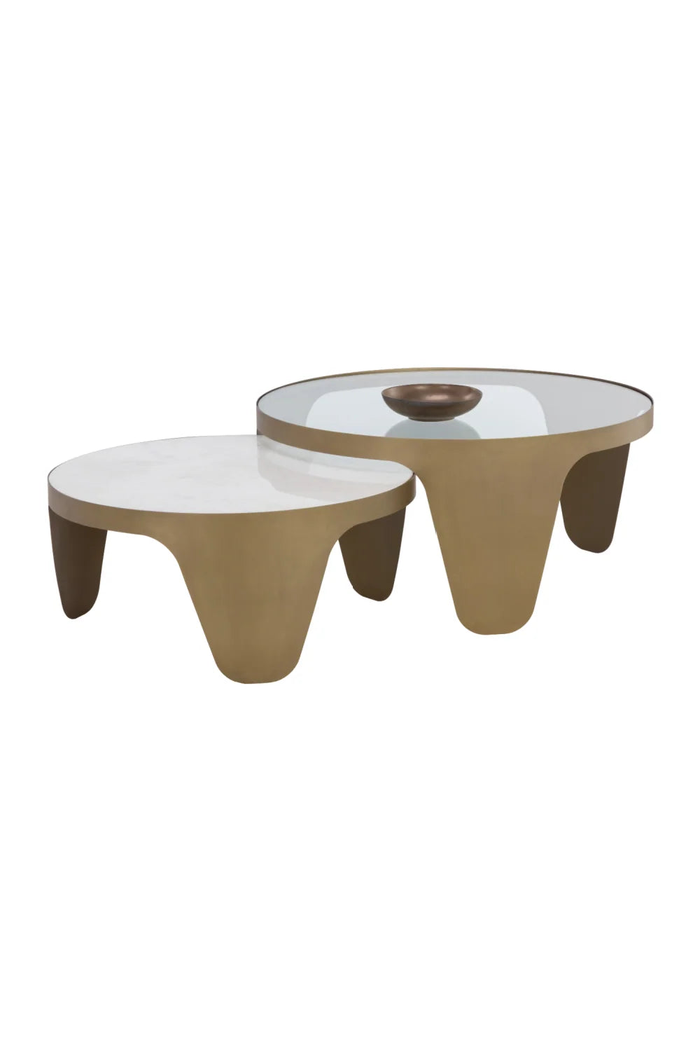 Luxury Marble Gold Round Nesting Coffee Table Modern Italian Style for Villa