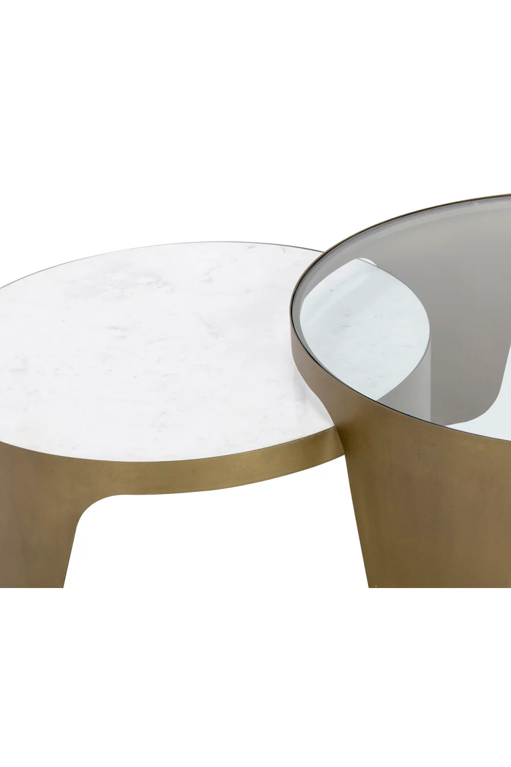 Luxury Marble Gold Round Nesting Coffee Table Modern Italian Style for Villa