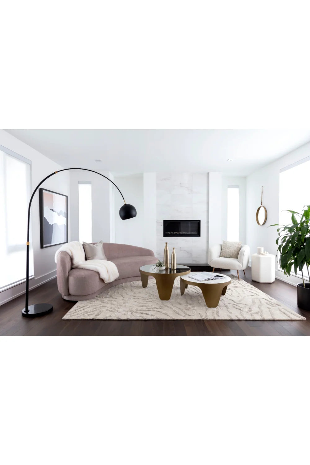 Luxury Marble Gold Round Nesting Coffee Table Modern Italian Style for Villa