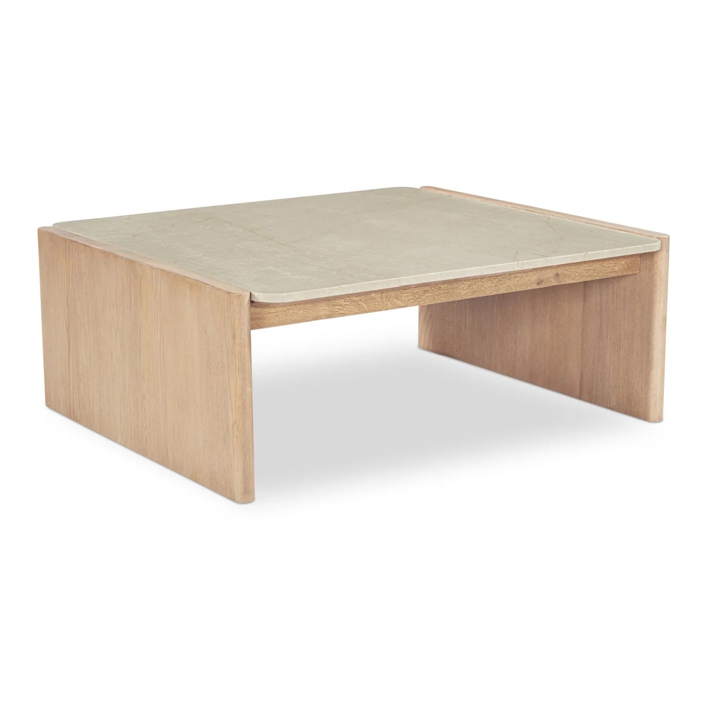 Luxury Marble Inset Oak Coffee Table Modern Italian Style for Villa