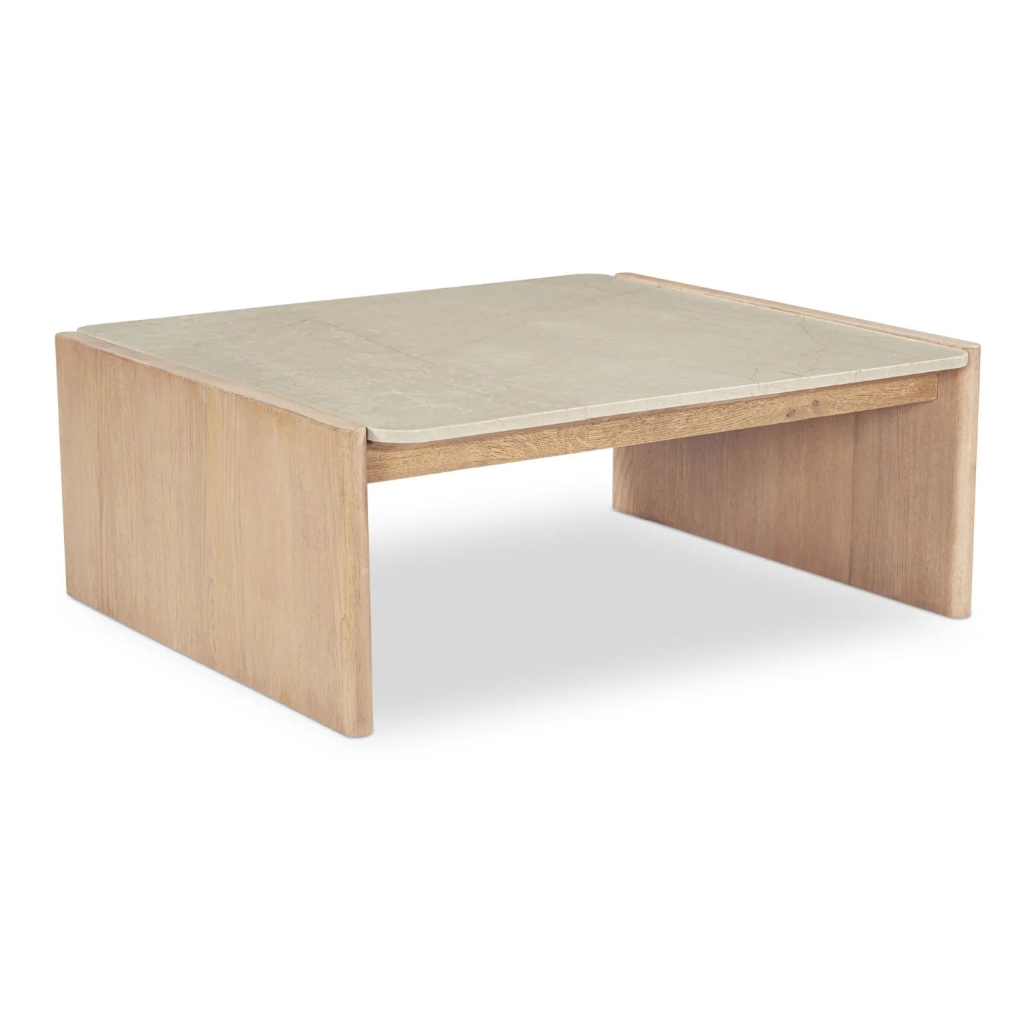 Luxury Marble Inset Oak Coffee Table Modern Italian Style for Villa