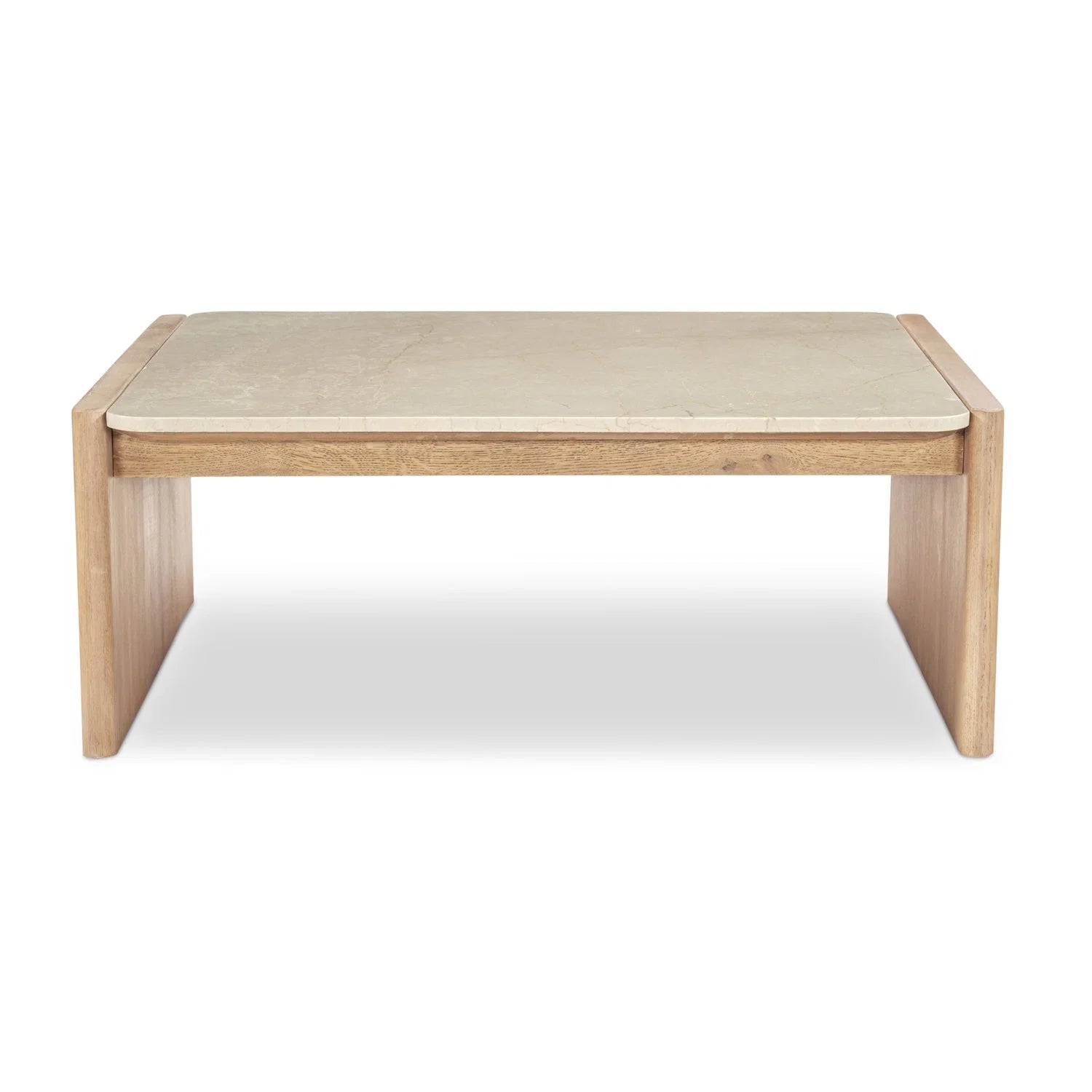 Luxury Marble Inset Oak Coffee Table Modern Italian Style for Villa