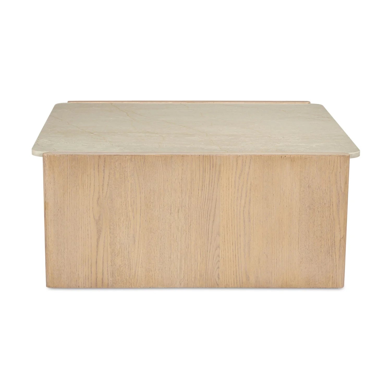 Luxury Marble Inset Oak Coffee Table Modern Italian Style for Villa