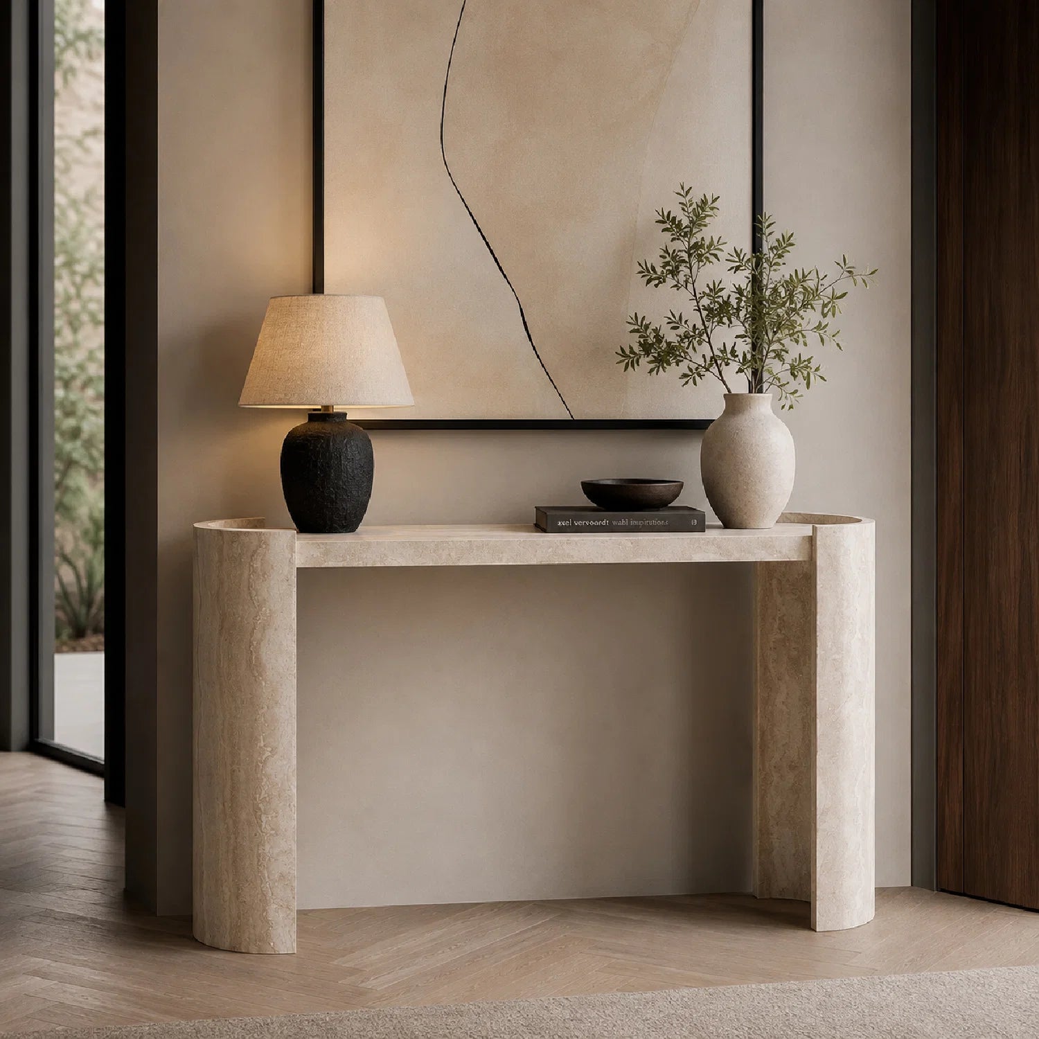 Luxury Marble Look Console Table Modern Italian Style for Villa