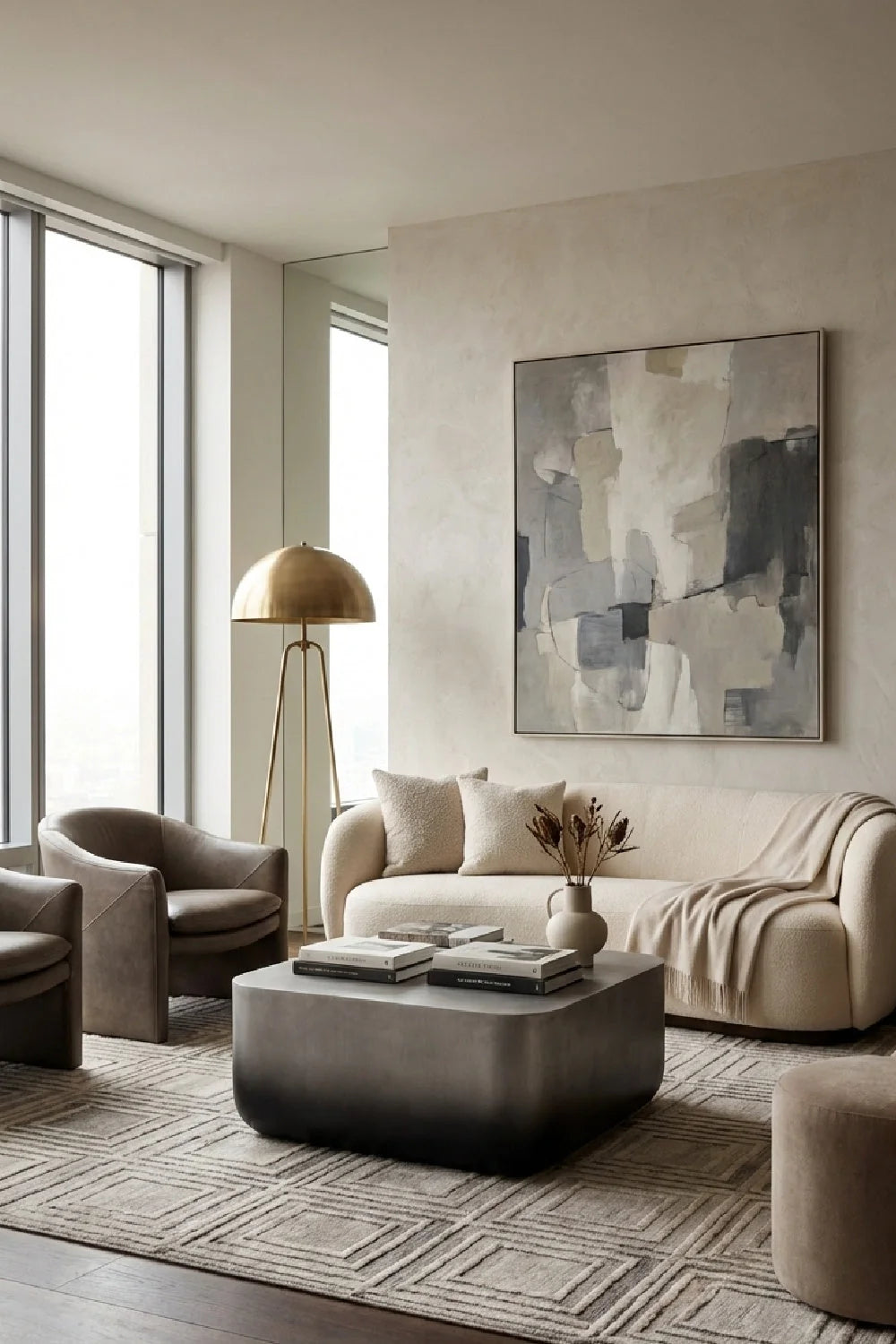 Luxury Marble Look Square Coffee Table Modern Italian Style for Villa