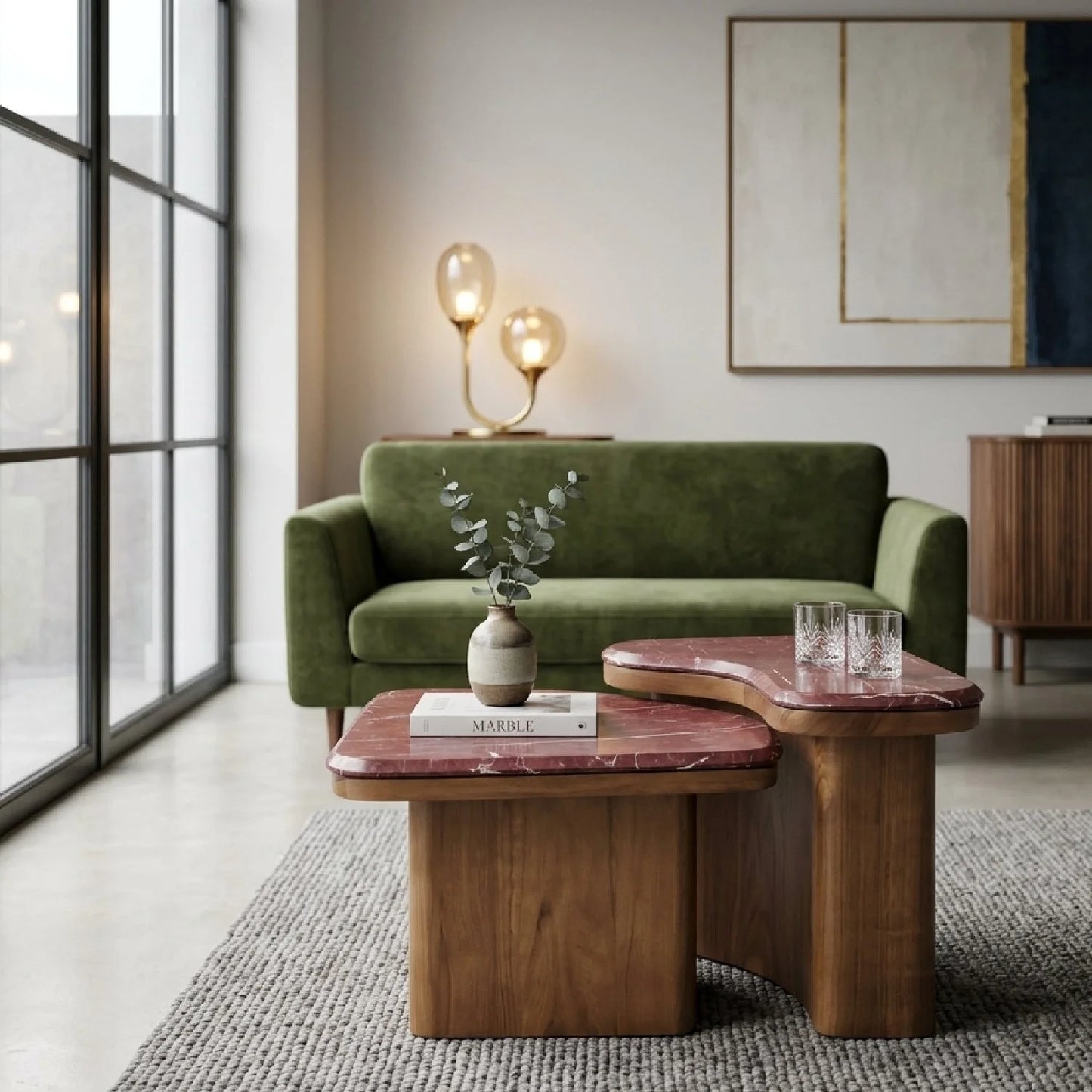 Luxury Marble Nesting Coffee Table Modern Italian Style for Villa