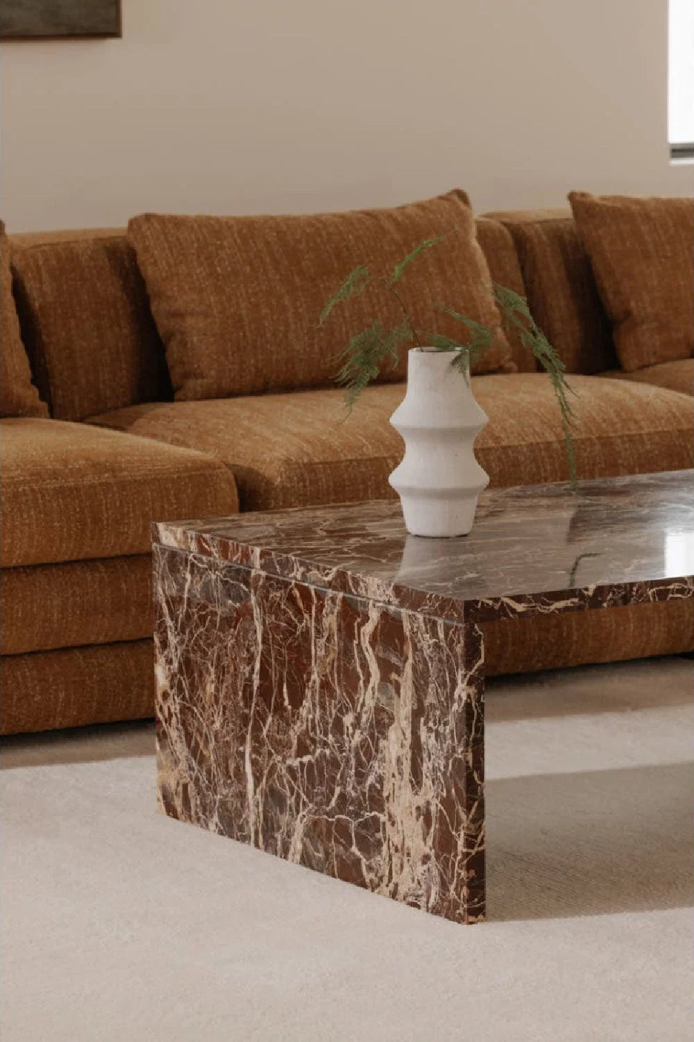 Luxury Marble Rectangular Coffee Table Modern Italian Style for Villa