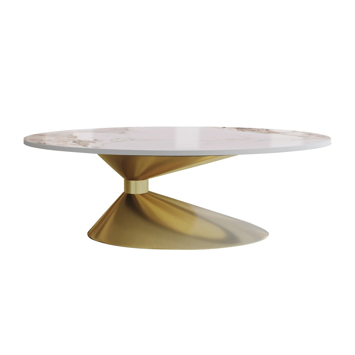 Luxury Marble Top Oval Coffee Table Modern Italian Style for Villa