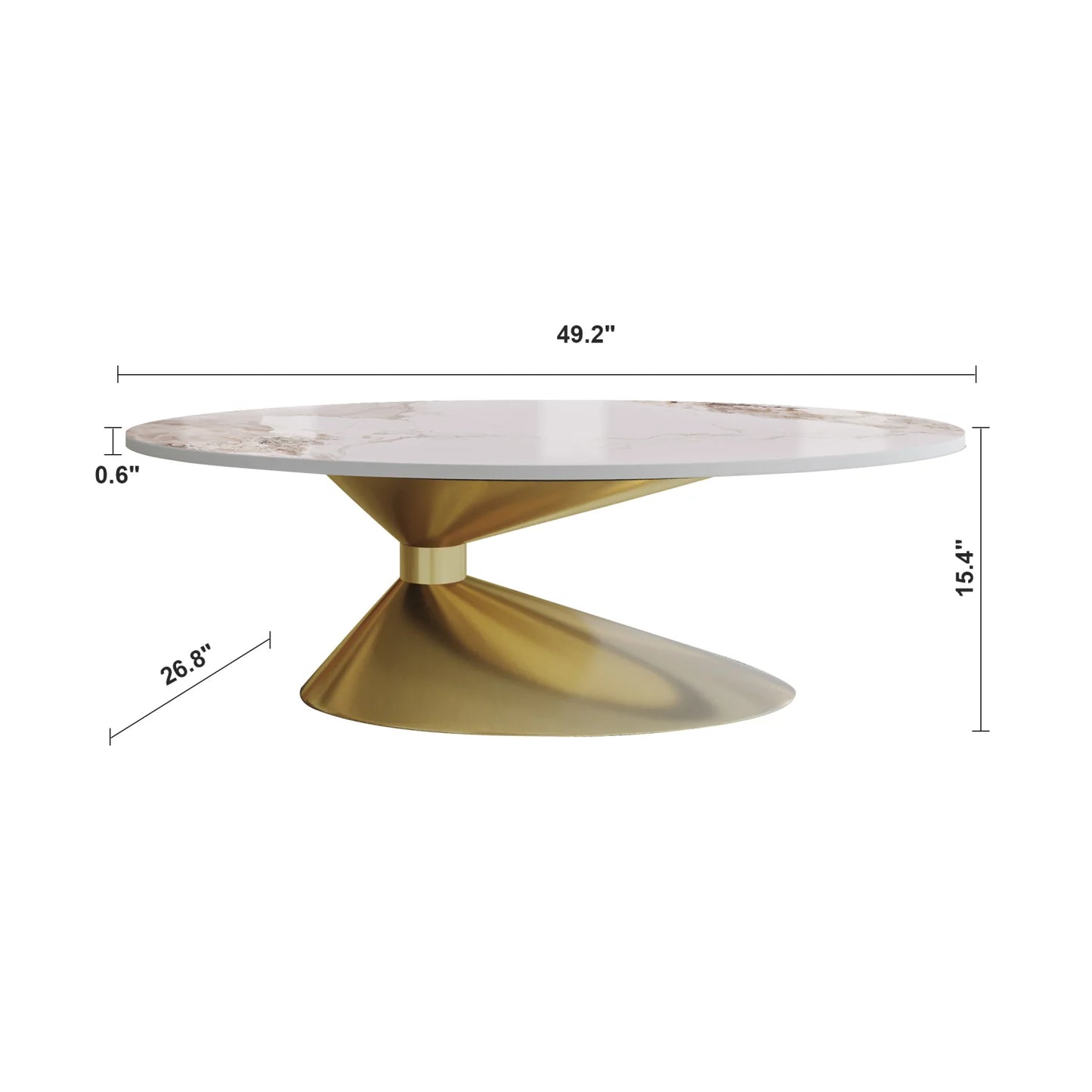 Luxury Marble Top Oval Coffee Table Modern Italian Style for Villa
