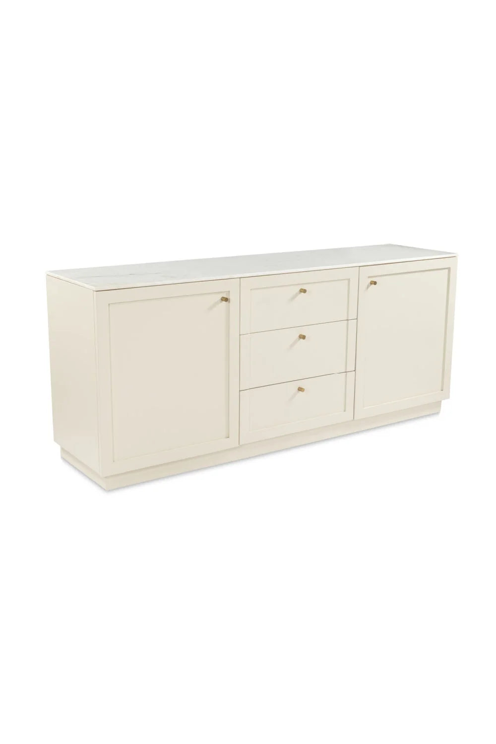 Luxury Marble Top Wooden 2-Door Sideboard European Style for Villa