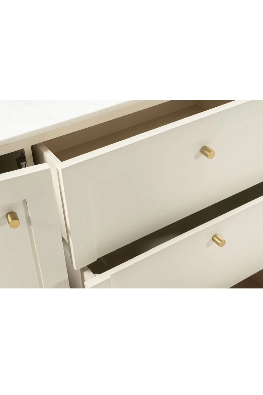 Luxury Marble Top Wooden 2-Door Sideboard European Style for Villa