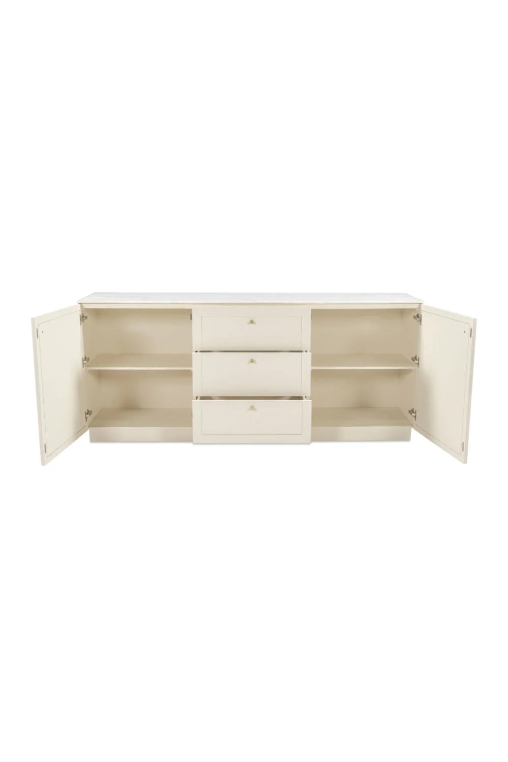 Luxury Marble Top Wooden 2-Door Sideboard European Style for Villa