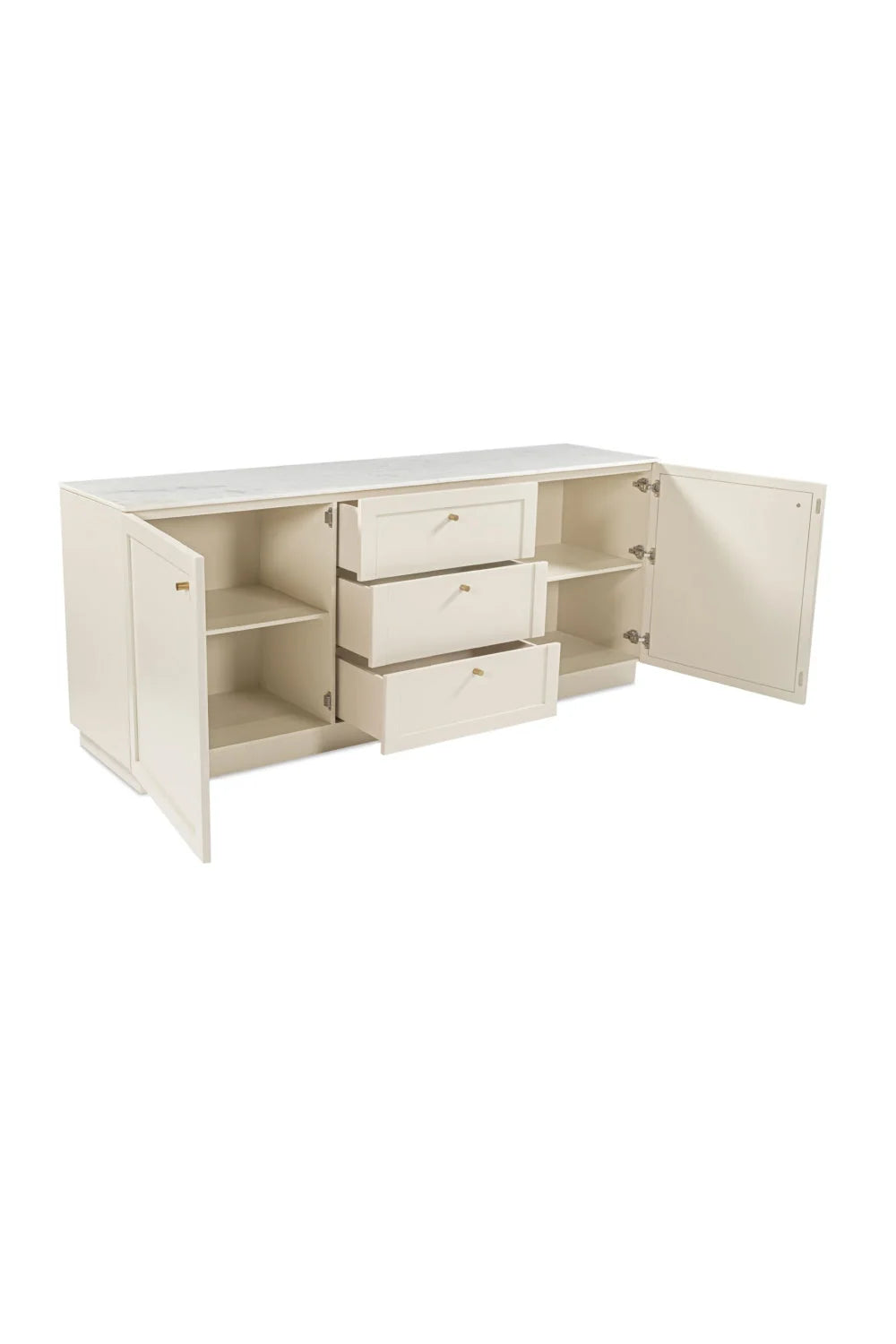 Luxury Marble Top Wooden 2-Door Sideboard European Style for Villa