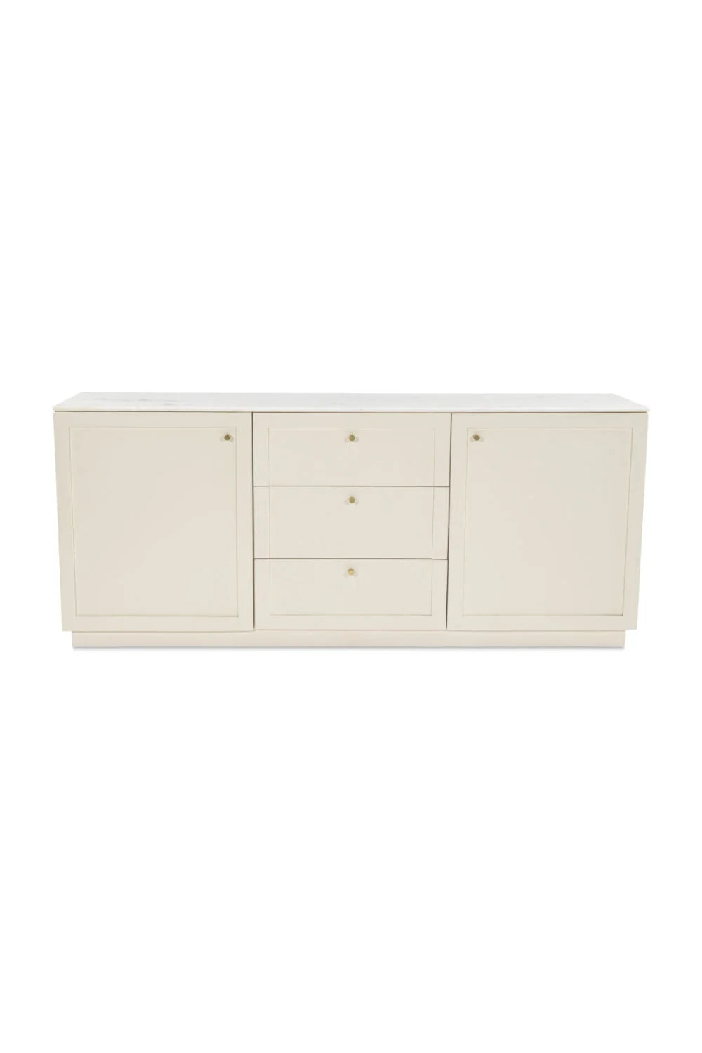Luxury Marble Top Wooden 2-Door Sideboard European Style for Villa