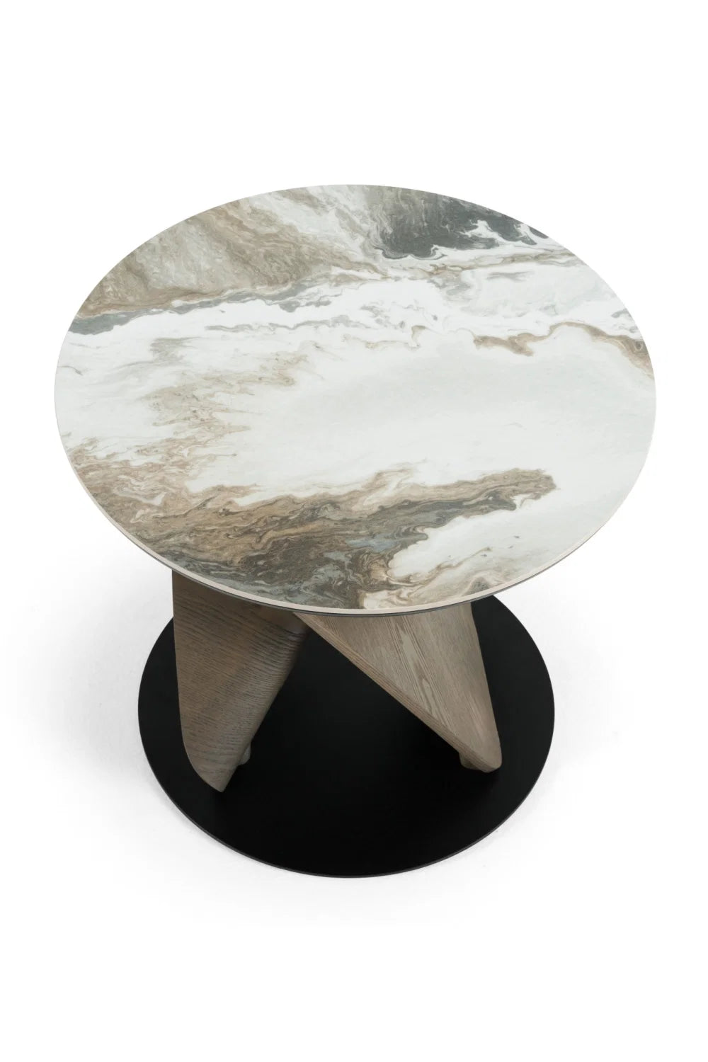 Luxury Marbled Ceramic Round Coffee Table Set Modern Italian Style for Villa
