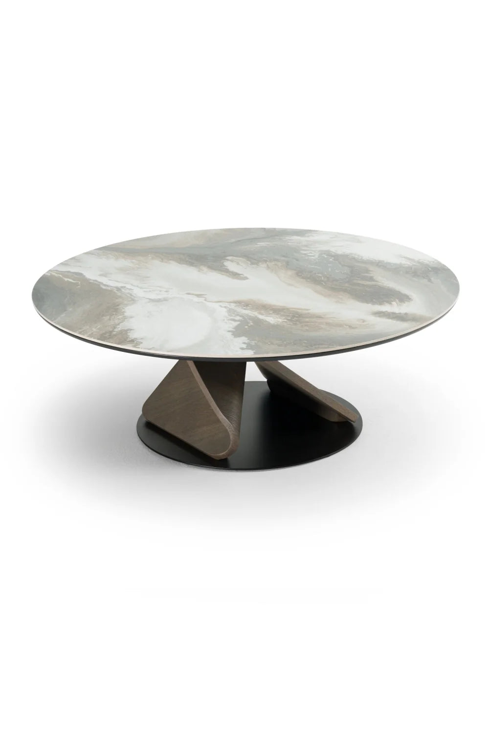 Luxury Marbled Ceramic Round Coffee Table Set Modern Italian Style for Villa