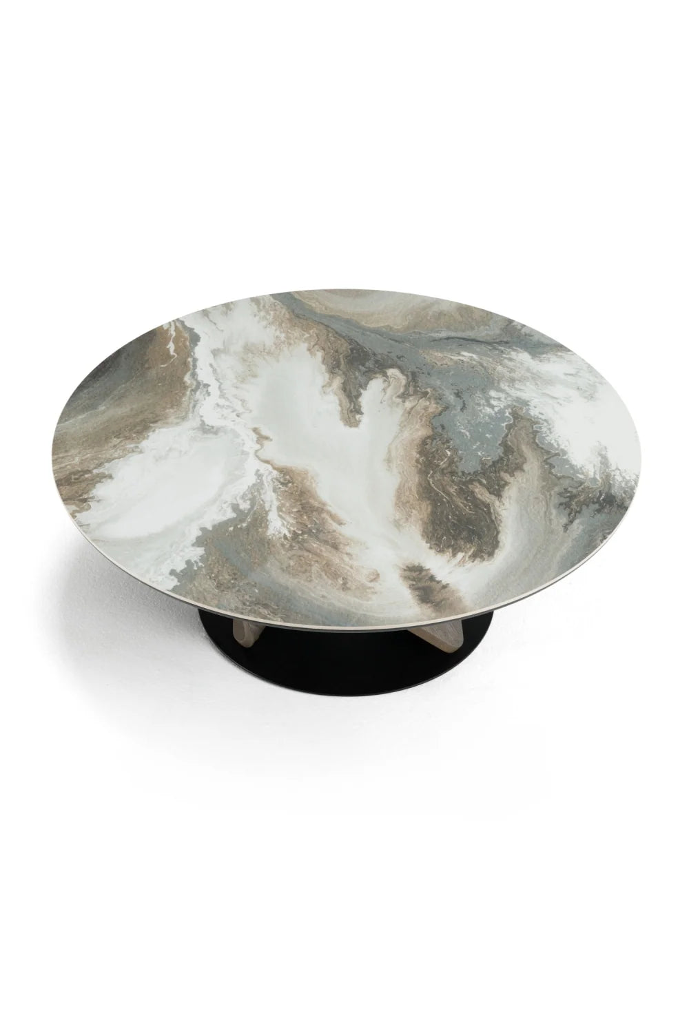 Luxury Marbled Ceramic Round Coffee Table Set Modern Italian Style for Villa