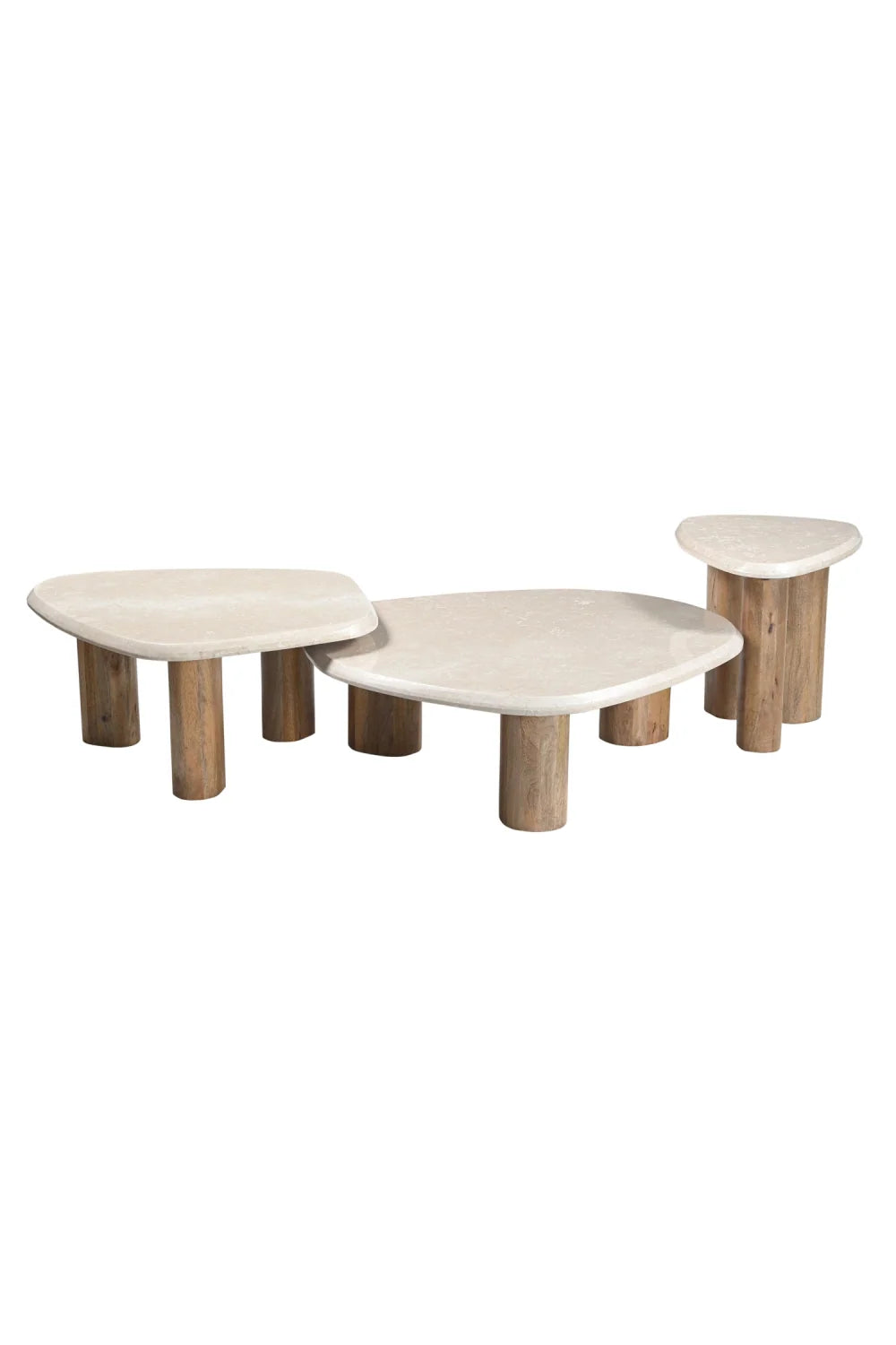Luxury Marlin Botticino Marble Nesting Coffee Tables Modern Italian Style for Villa