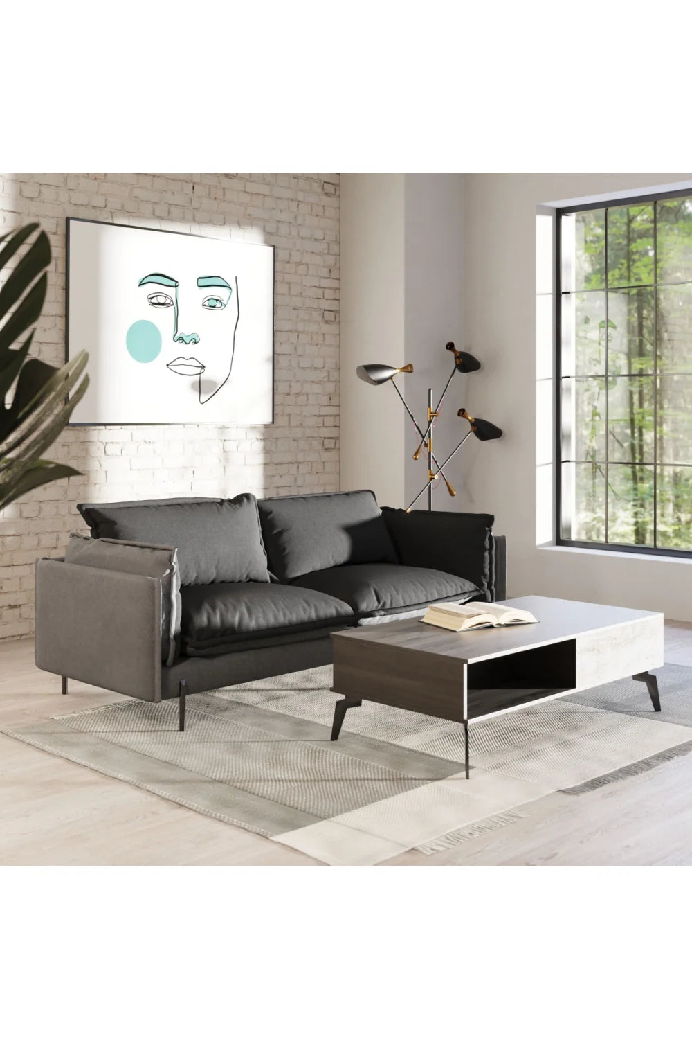 Luxury Mars Flange Grey Fabric Sofa Modern Italian Style for Villa