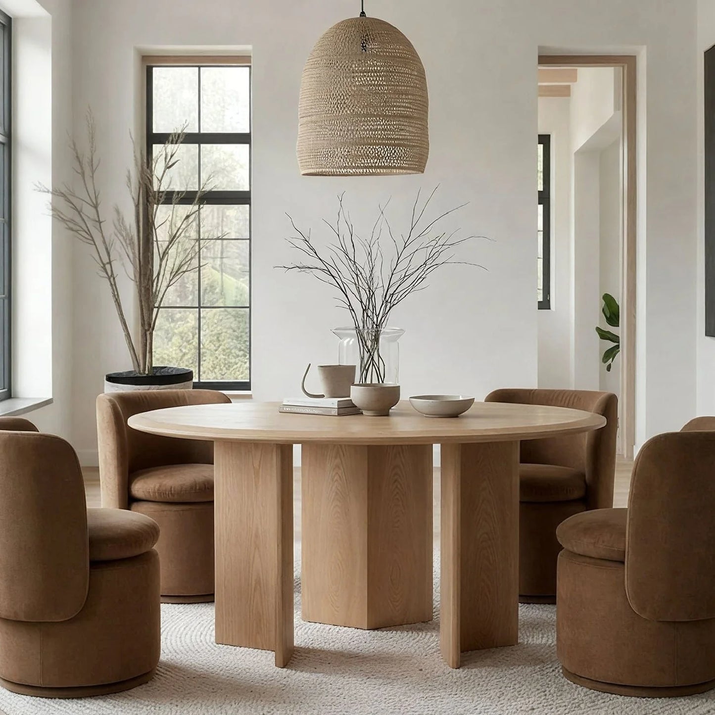 Luxury Masuda Ash Round Dining Table Modern Italian Style for Villa