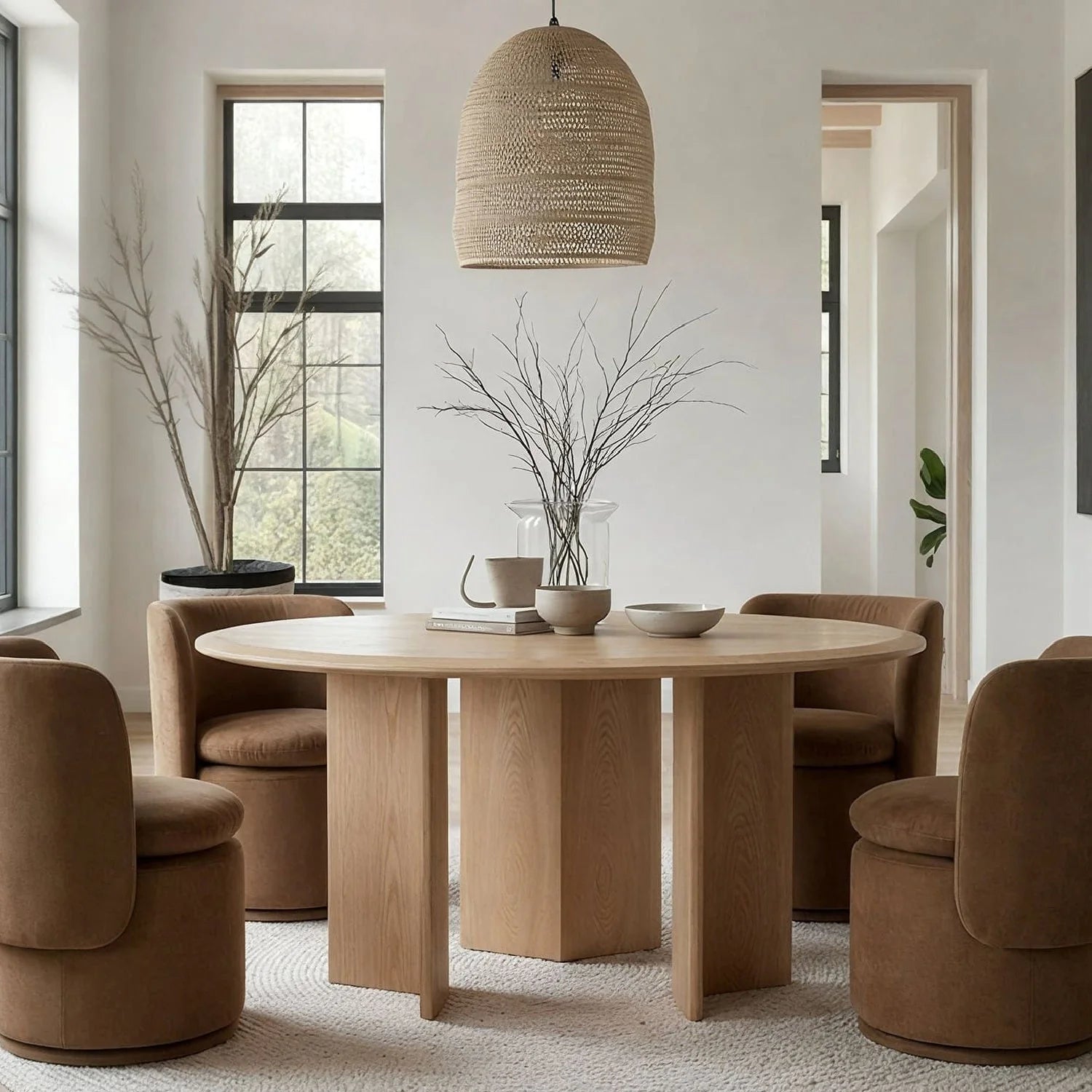 Luxury Masuda Ash Round Dining Table Modern Italian Style for Villa