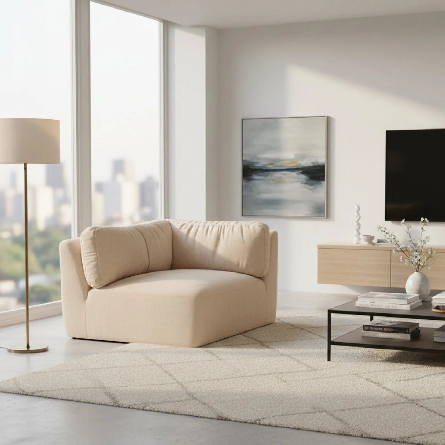 Luxury Matina Chenille Corner Sofa Modern Italian Style for Villa