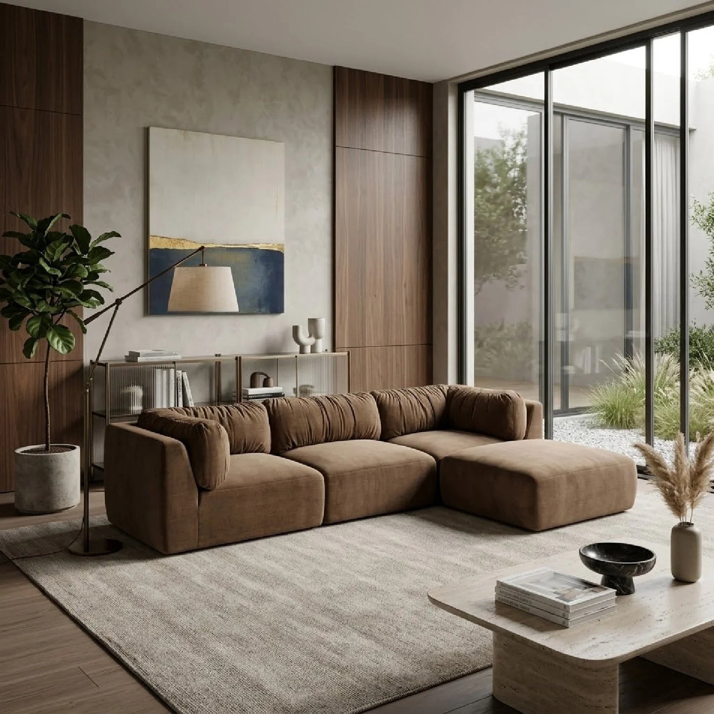 Luxury Matina Chenille Modular Sofa Modern Italian Style for Villa