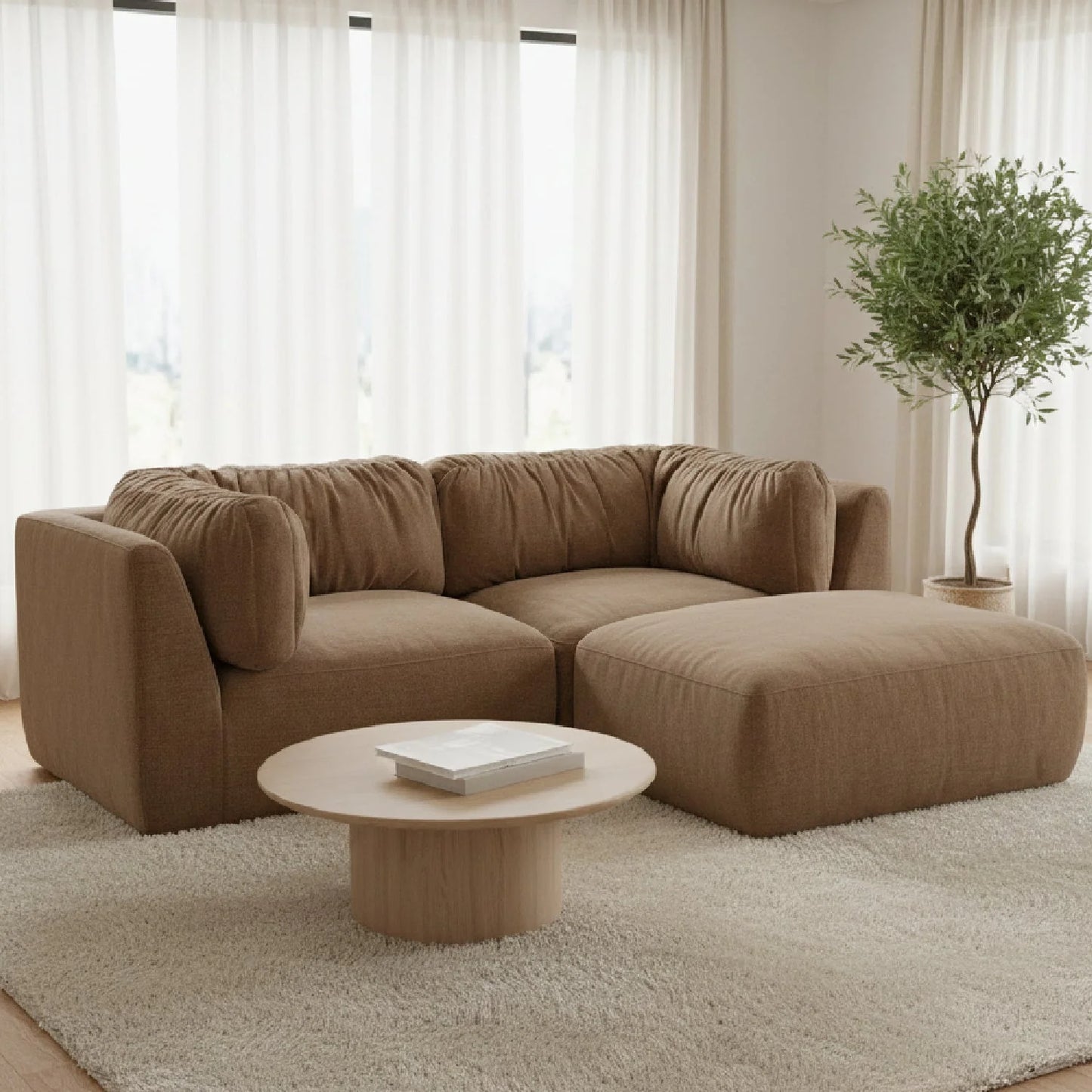 Luxury Matina Chenille Sectional Sofa Modern Italian Style for Villa