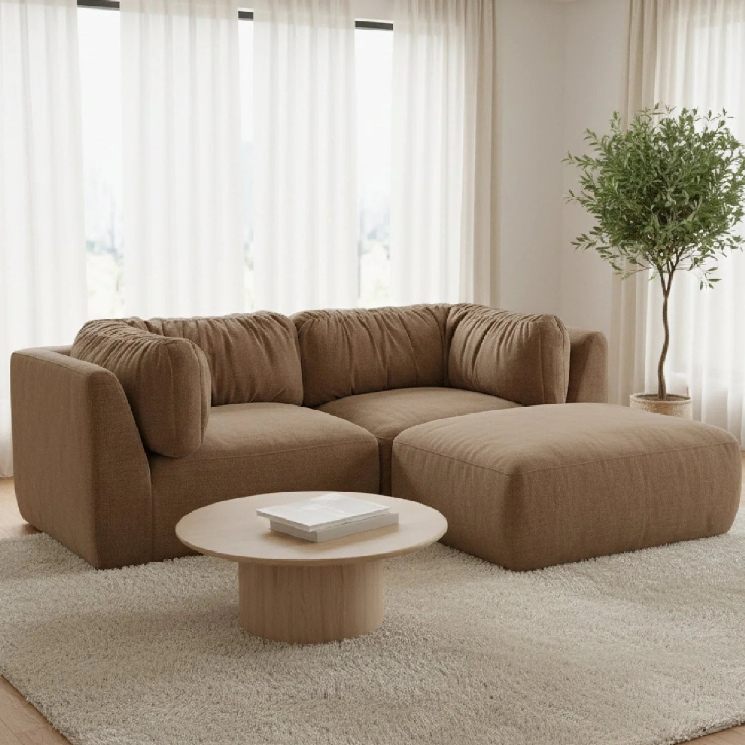 Luxury Matina Chenille Sectional Sofa Modern Italian Style for Villa