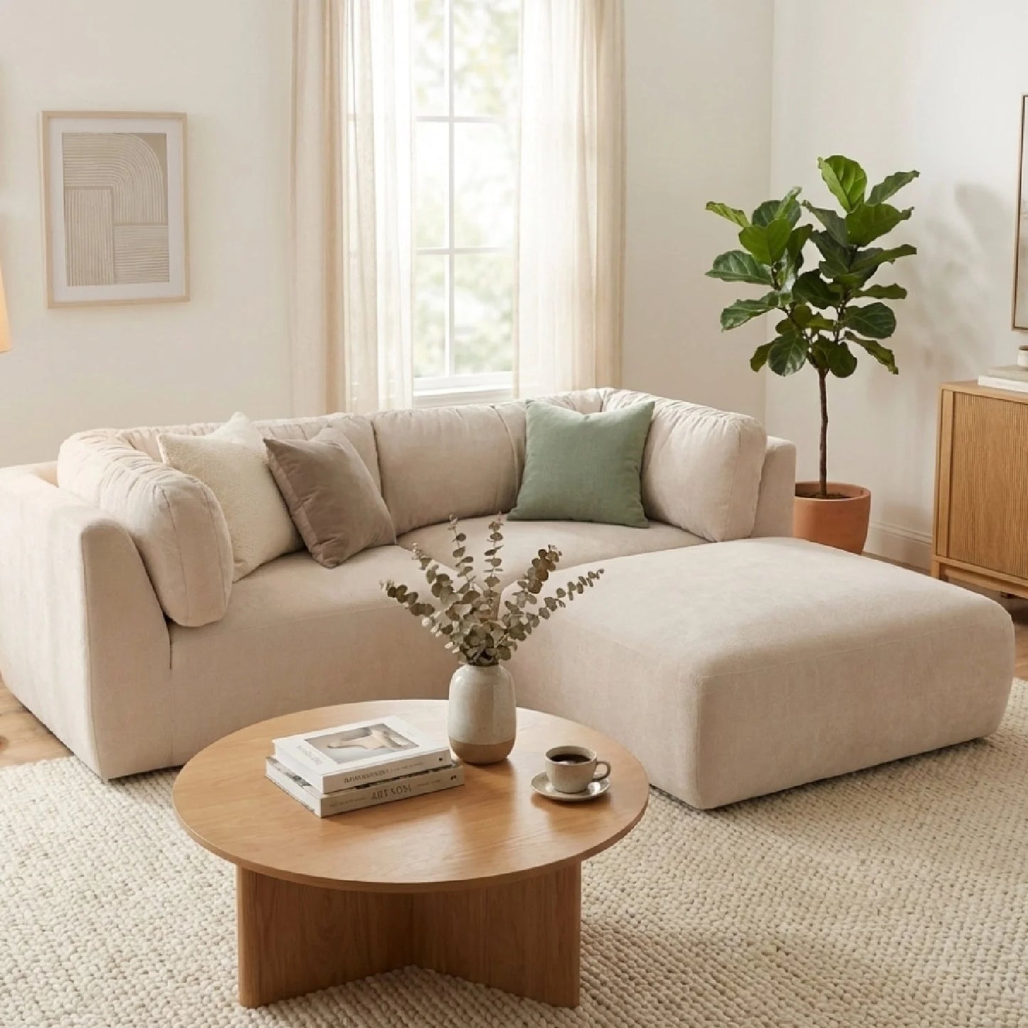 Luxury Matina Chenille Sectional Sofa Modern Italian Style for Villa