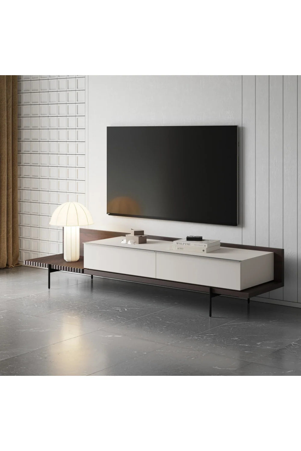 Luxury Matte Beige TV Cabinet Modern Italian Style for Villa