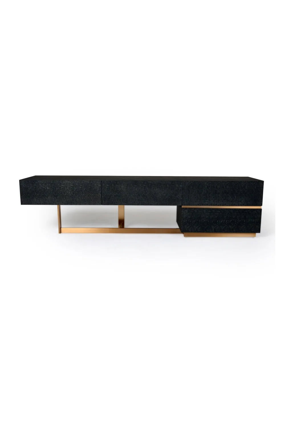 Luxury Matte Black Ash TV Stand Modern Italian Style for Villa