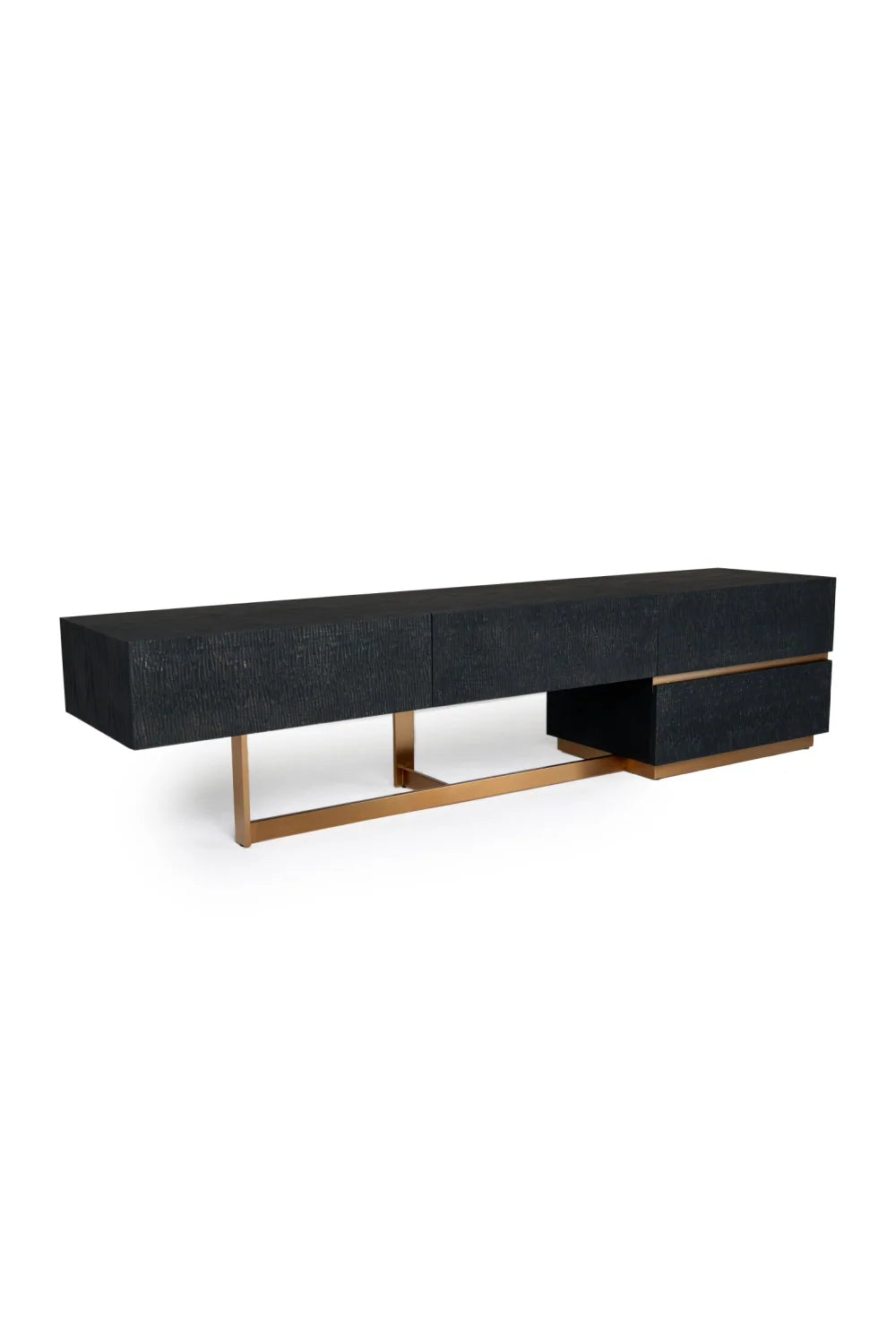 Luxury Matte Black Ash TV Stand Modern Italian Style for Villa
