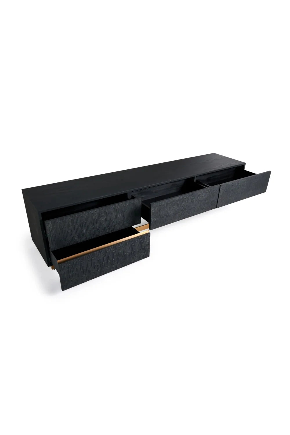 Luxury Matte Black Ash TV Stand Modern Italian Style for Villa