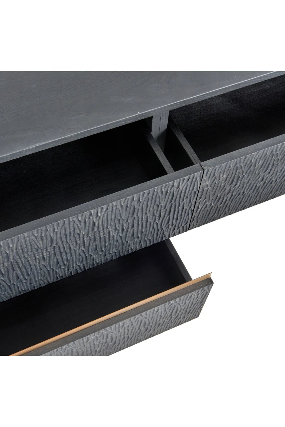Luxury Matte Black Ash TV Stand Modern Italian Style for Villa
