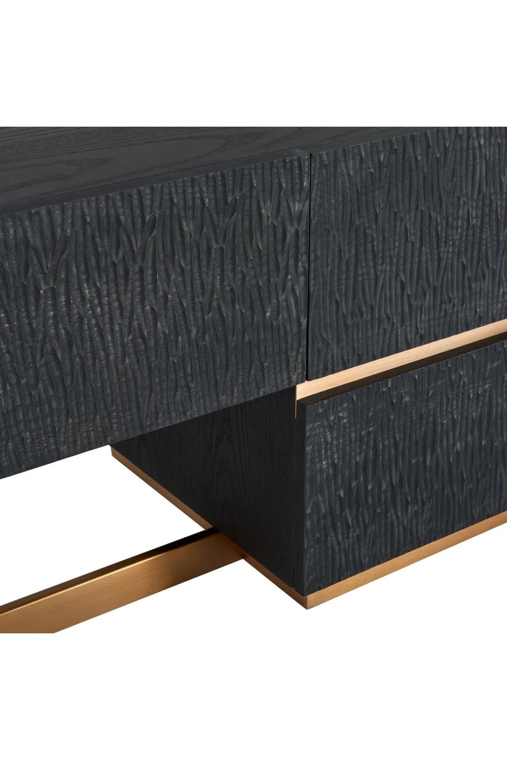 Luxury Matte Black Ash TV Stand Modern Italian Style for Villa