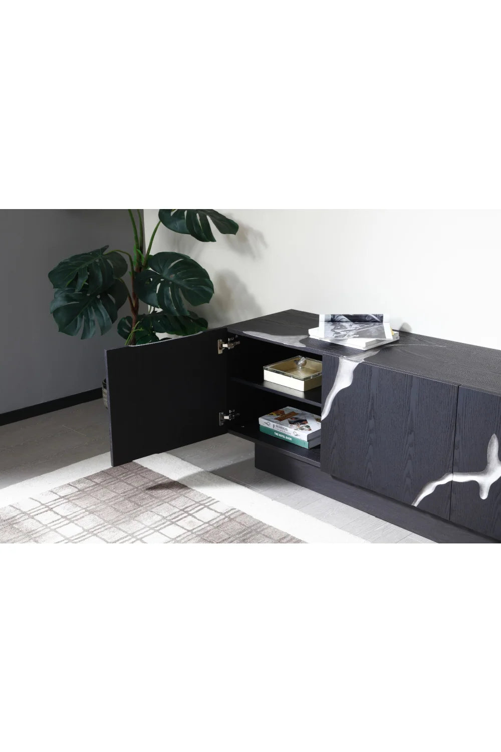 Luxury Matte Brown TV Stand Modern Italian Style for Villa