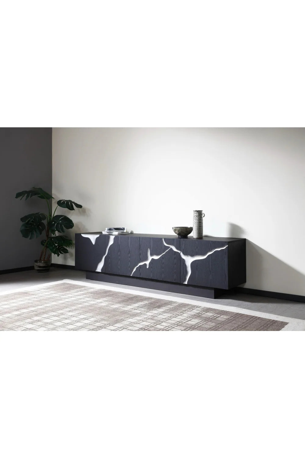 Luxury Matte Brown TV Stand Modern Italian Style for Villa