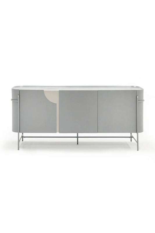 Luxury Matte Gray 3-Door Sideboard European Style for Villa