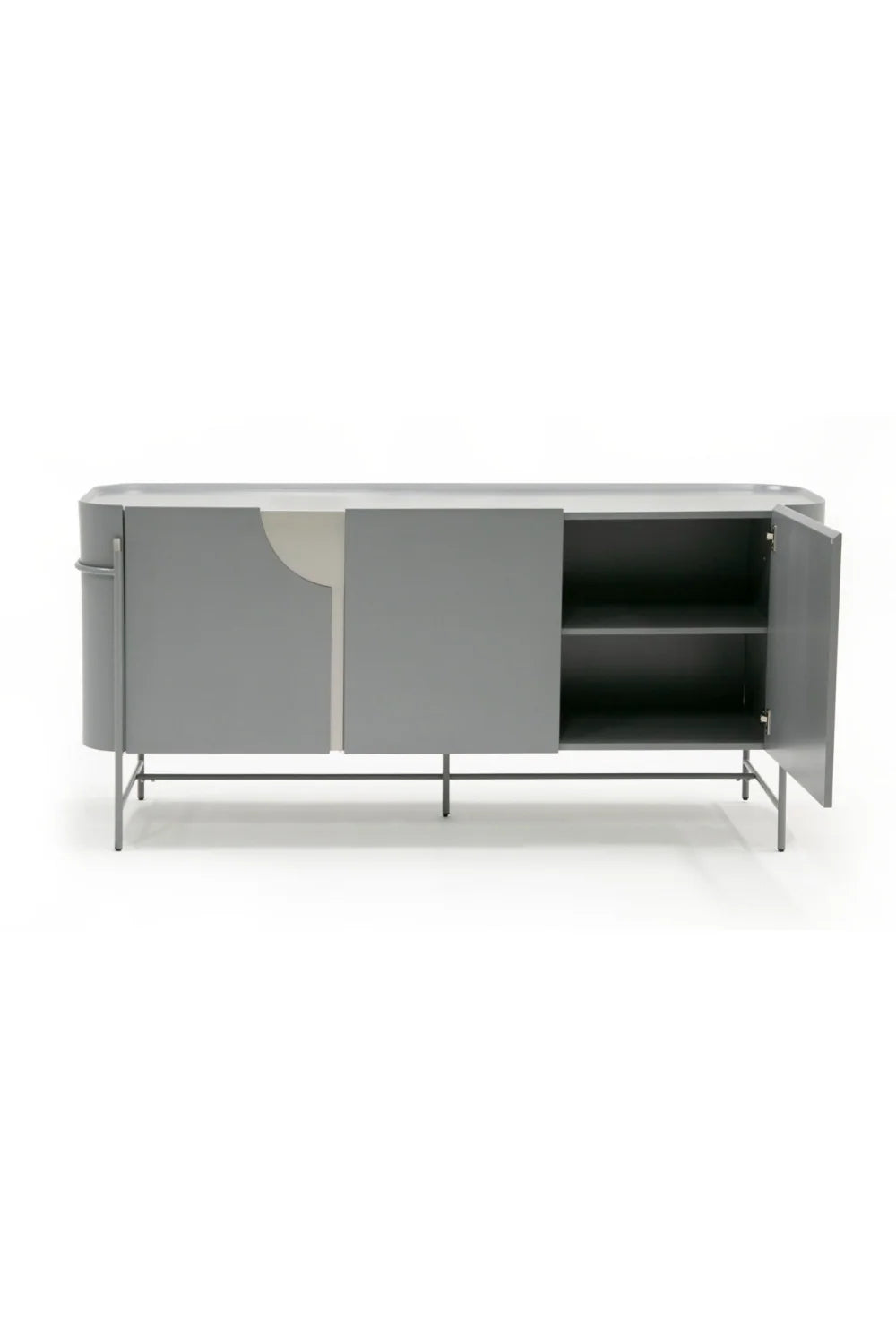 Luxury Matte Gray 3-Door Sideboard European Style for Villa