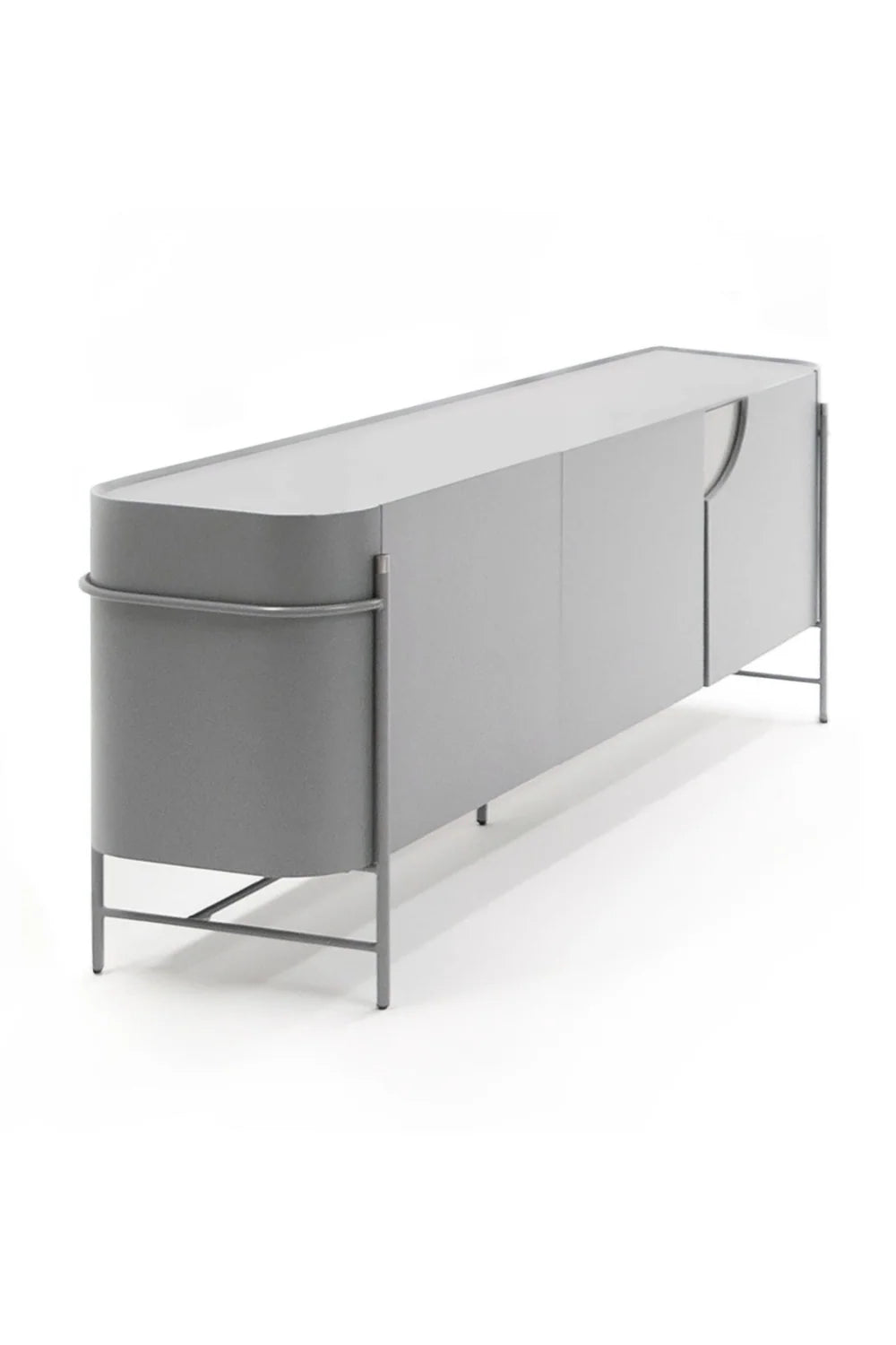 Luxury Matte Gray 3-Door Sideboard European Style for Villa