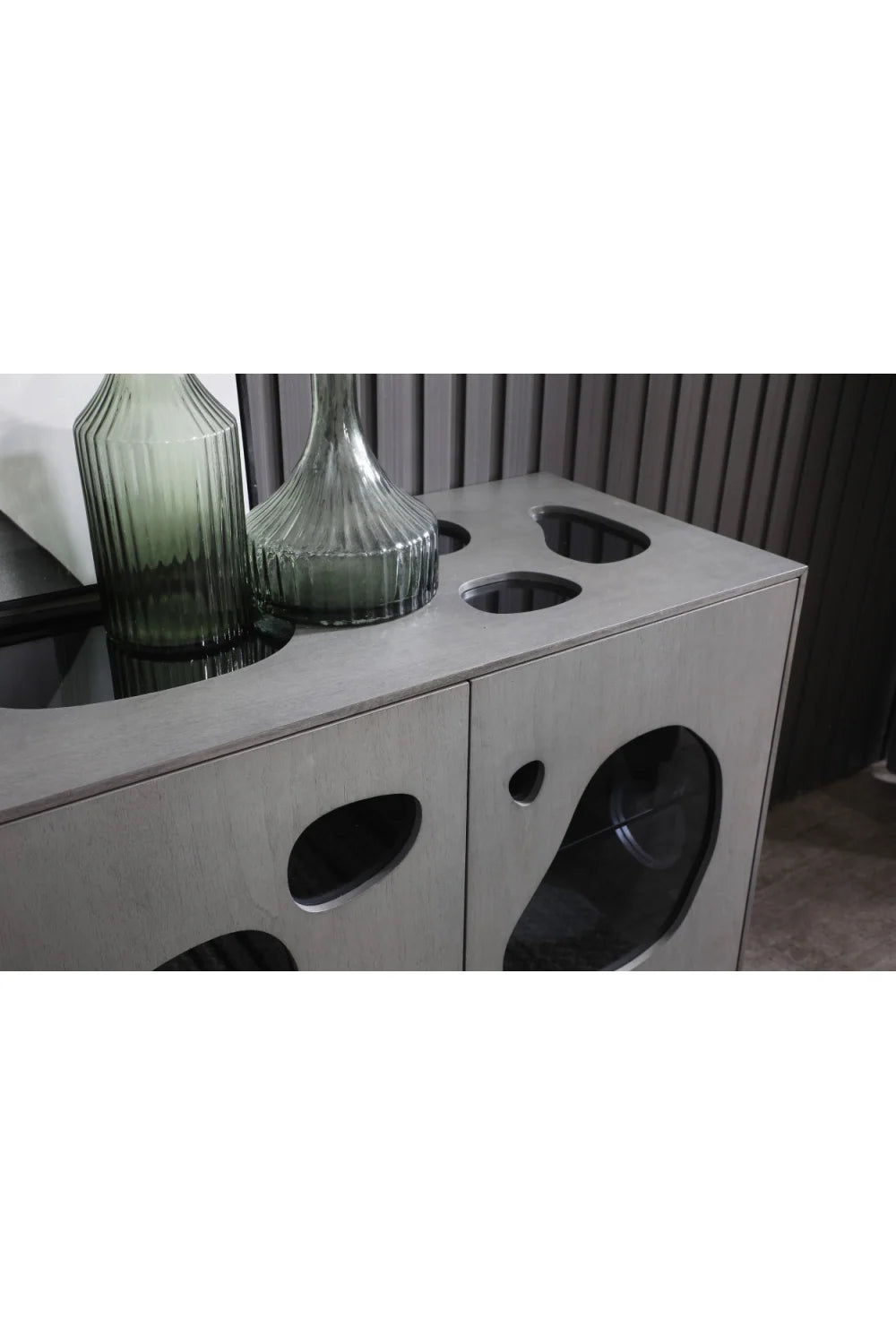 Luxury Matte Gray 4-Door Sideboard European Style for Villa