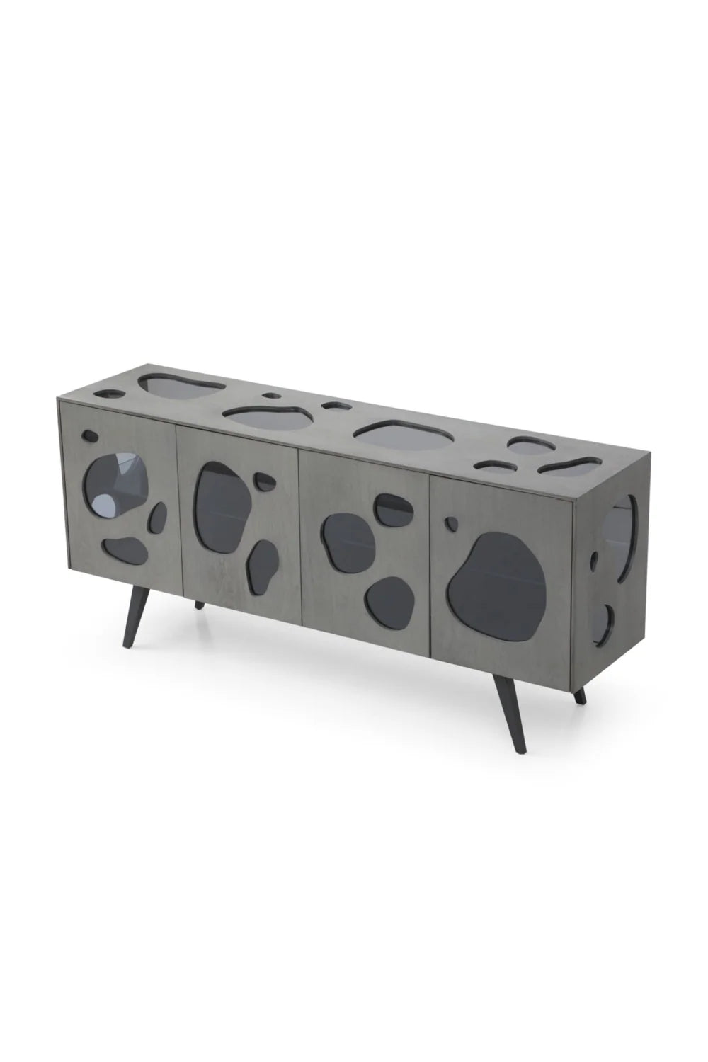Luxury Matte Gray 4-Door Sideboard European Style for Villa