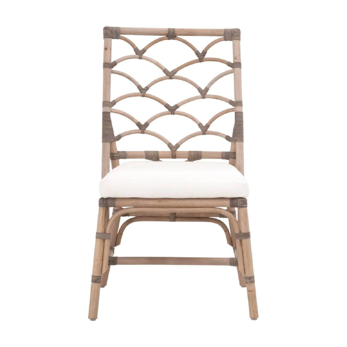 Luxury Matte Gray Rattan Dining Chairs European Style for Villa