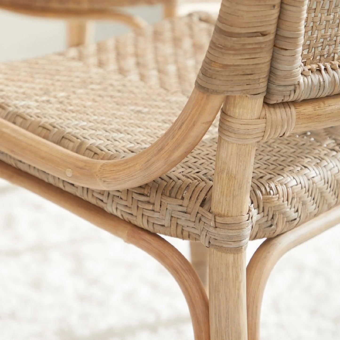 Luxury Matte Gray Rattan Dining Chairs European Style for Villa