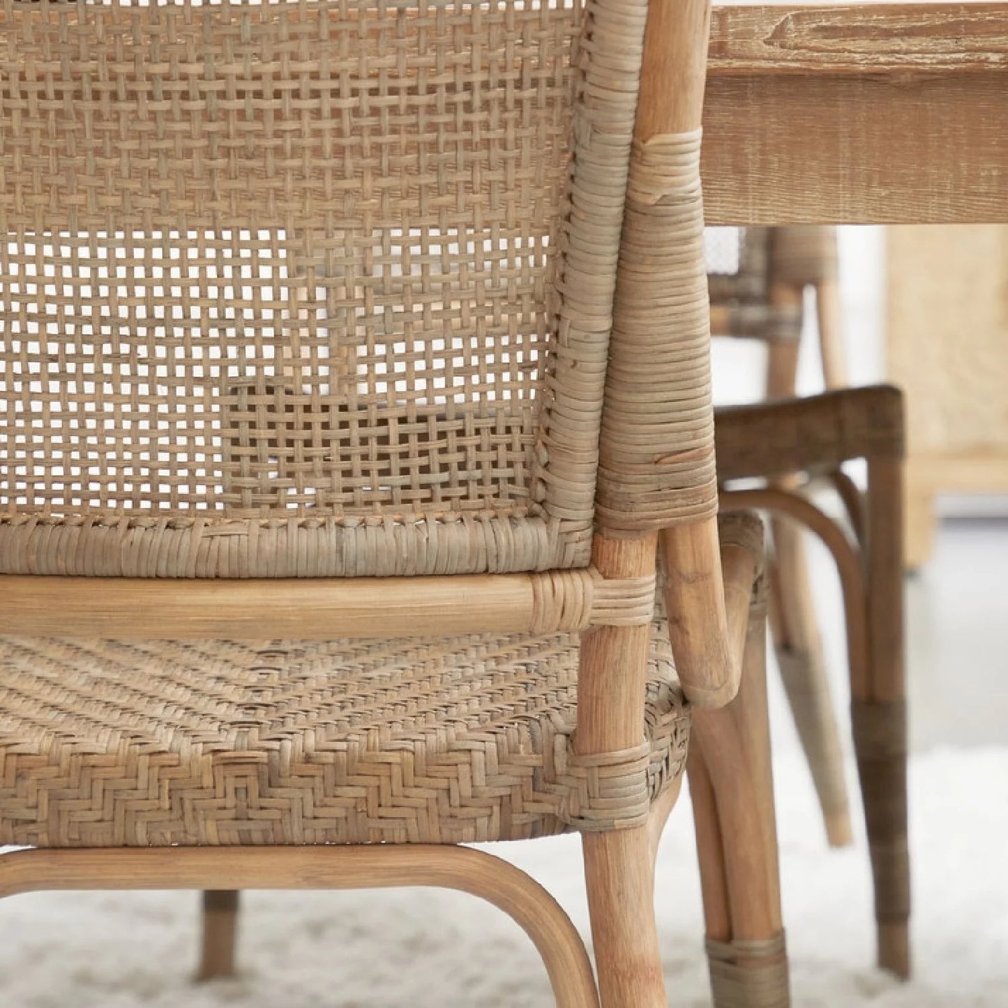 Luxury Matte Gray Rattan Dining Chairs European Style for Villa