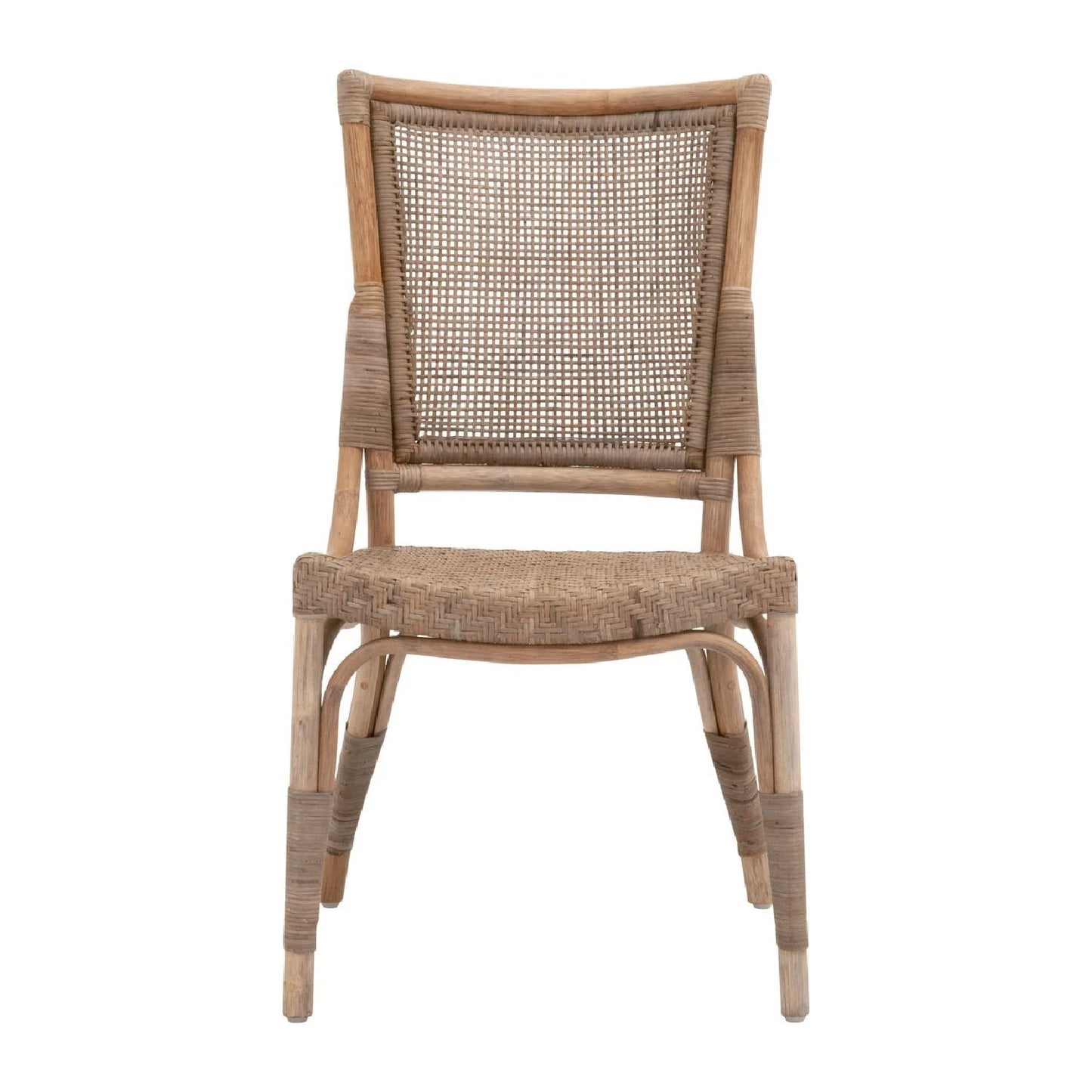 Luxury Matte Gray Rattan Dining Chairs European Style for Villa