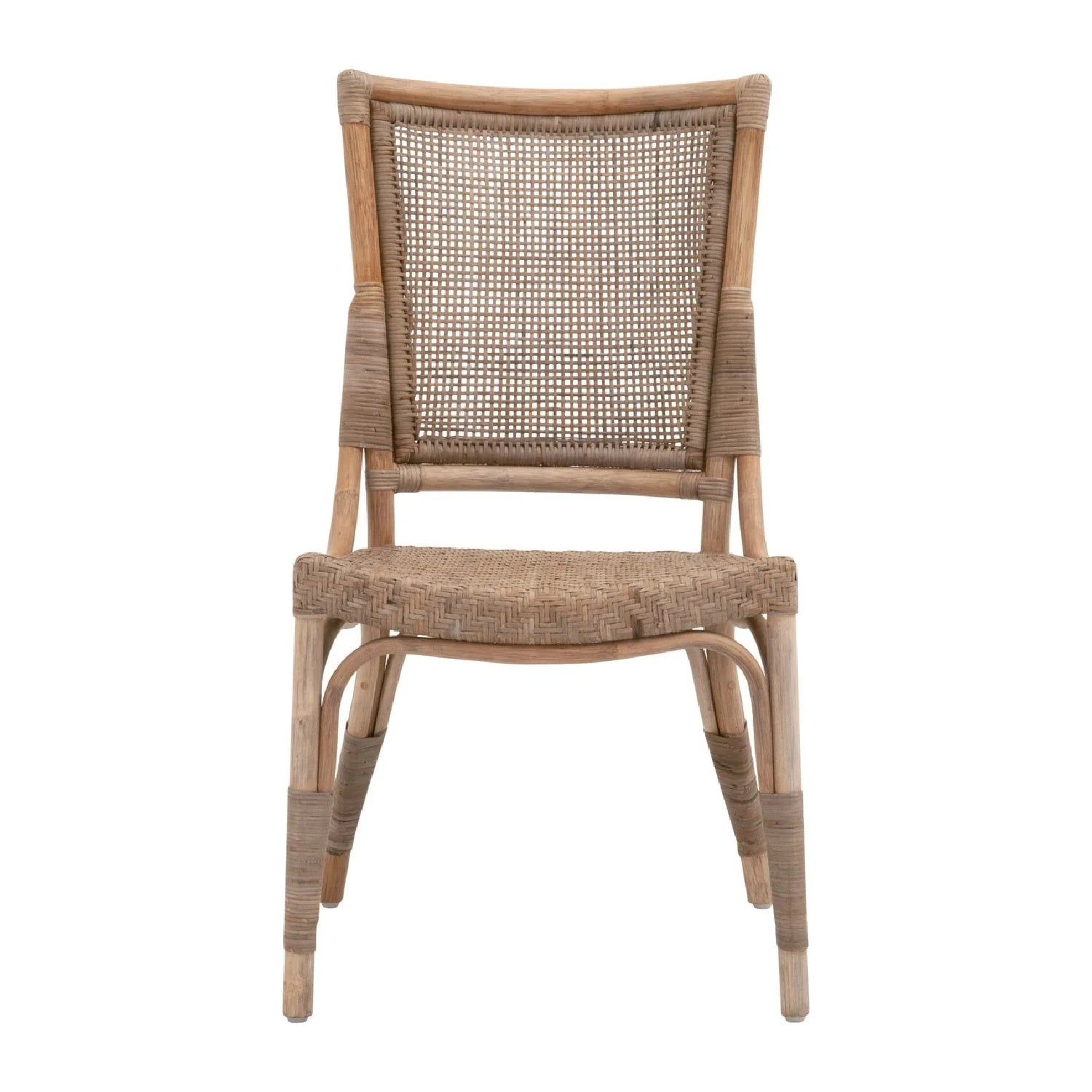 Luxury Matte Gray Rattan Dining Chairs European Style for Villa