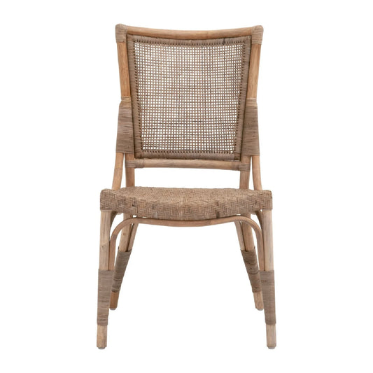 Luxury Matte Gray Rattan Dining Chairs European Style for Villa