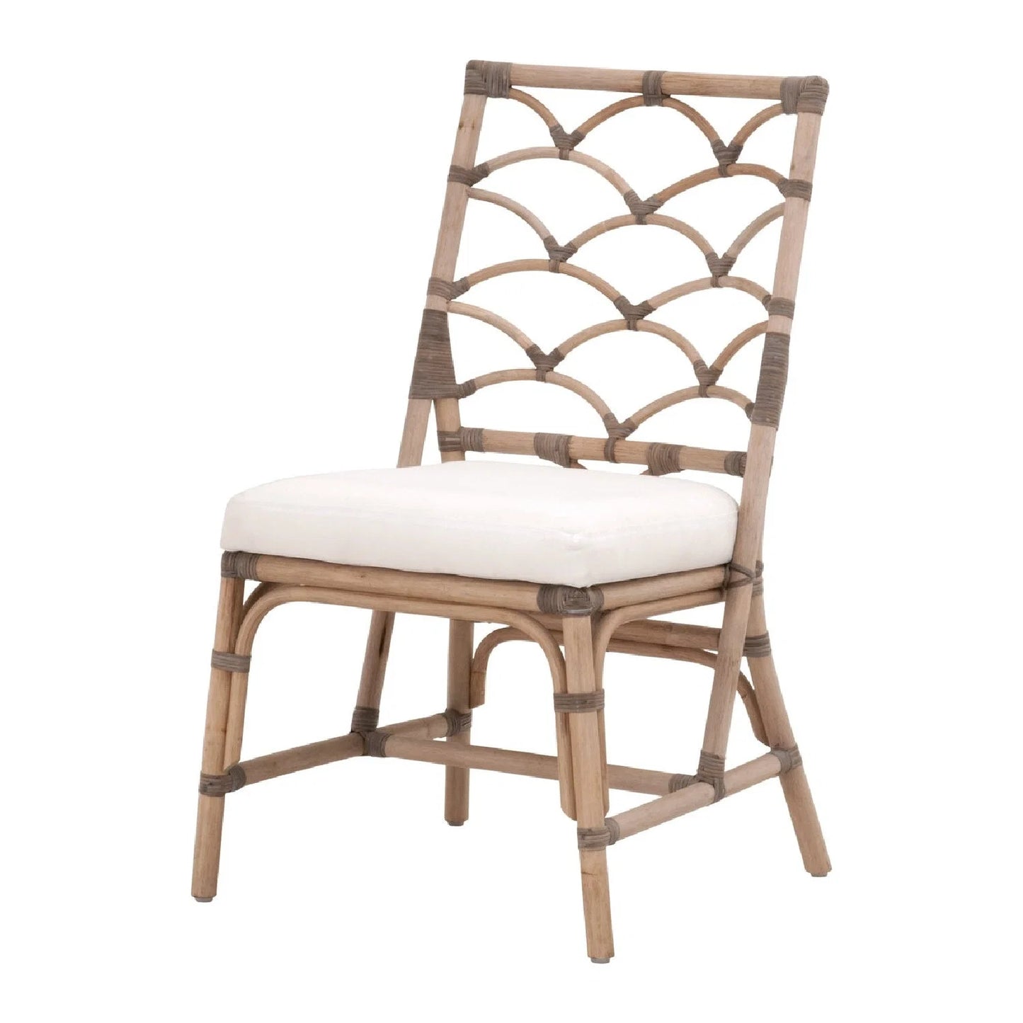 Luxury Matte Gray Rattan Dining Chairs European Style for Villa